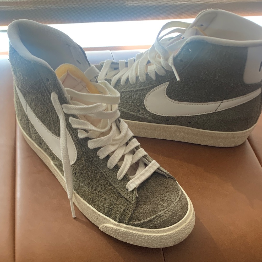 Nike Women's Olive and White Platform Sneakers